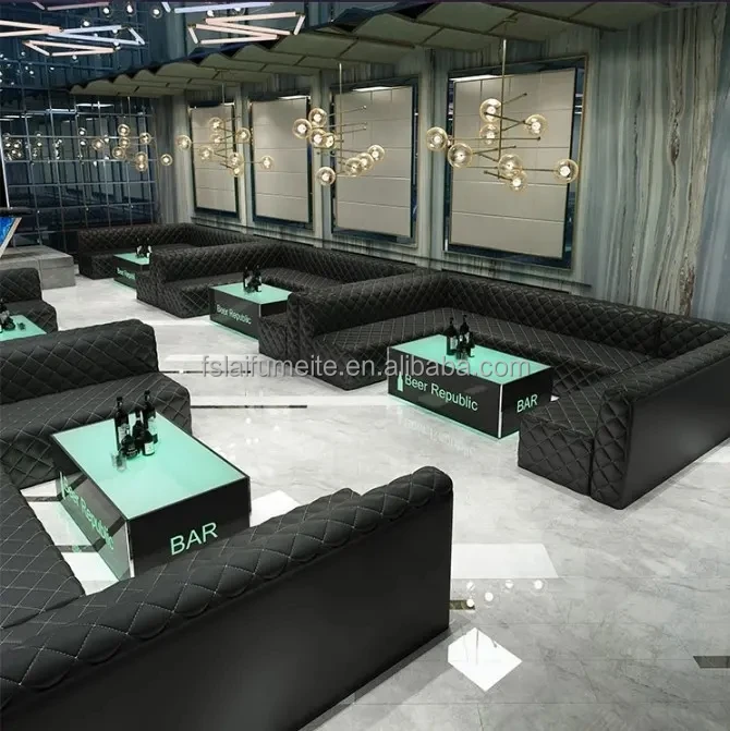 U Shape L Shape Hotel Lounge Bar Couches Sofa Counter Furniture Set