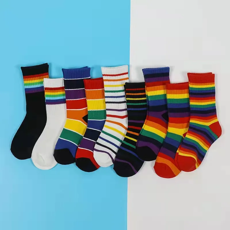 High Quality Cotton Rainbow Kids Socks Custom Multicolour Slouchy ...