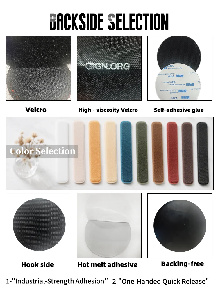 Custom PVC Rubber Patches with Hook Side - 3D Injection