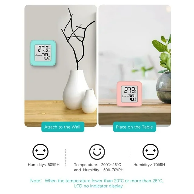 Humidity Monitor Mini Thermo-Hygrometer IndoorThermometer Hygrometer with LCD Screen