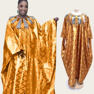 Elegant African Dresses for Women African Polyester Sequin Long Dress Plus Size Muslim Abaya Fashion Boubou Dashiki Robe