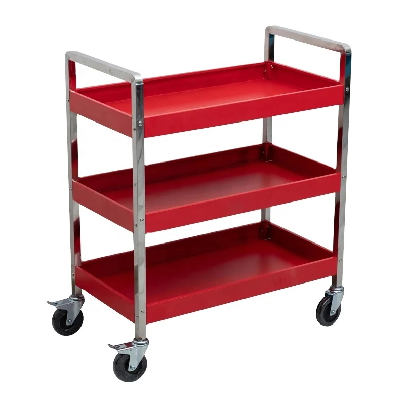 Red Cart Heavy duty three tier steel cart