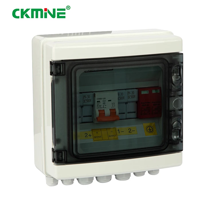 CKMINE Solar Power System IP65 2 String Array 2 in 1 out DC Waterproof 32A PV Combiner Box for Outdoor Solar Panel System