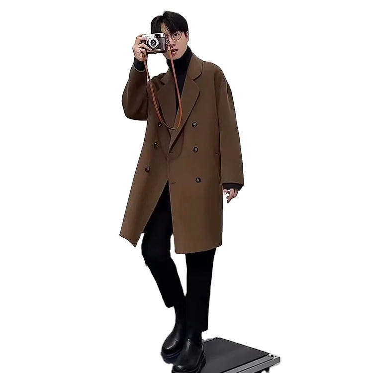 High Quality Fashion Long Mens Trench Overcoat Winter Warm Men Real Wool Cashmere Coat - Image 6