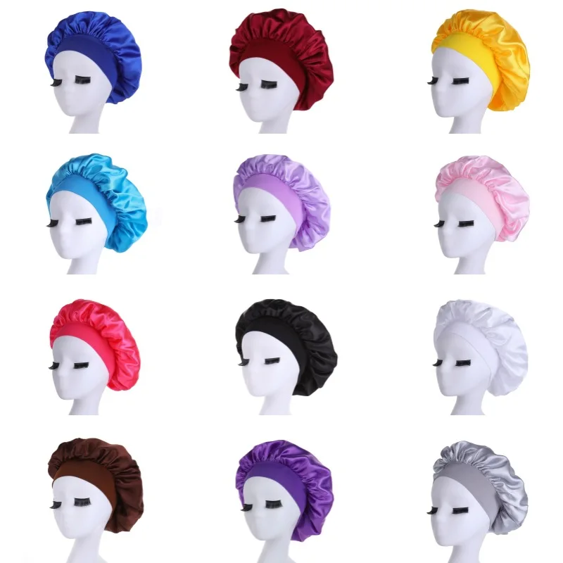 2 Stück Seiden-Satin Schlafhauben Für Frauen - Weiche Haarhaube Mit Bindeband, Für Lockiges Haar, 58 Cm Umfang
