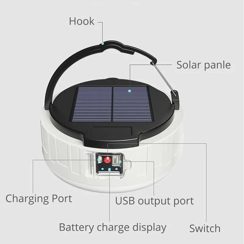 LED Solar Camping Lantern Portable Waterproof Solar USB Rechargeable Remote Control Indoor Outdoor Emergency Light Camping Light details