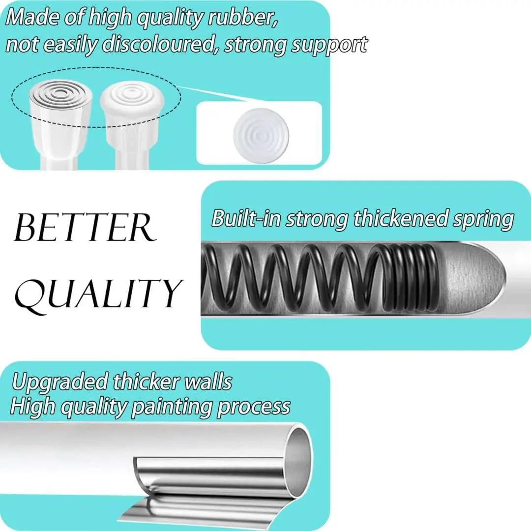 ARODDY 60-110cm No Drilling Spring Windows Adjustable Extendable Metal Net Tension Poles and Curtain Rod Extend