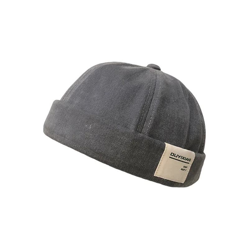 Personalized Custom Logo English Alphabet Patch Washed Cotton Visorless Docker Sailor Cap