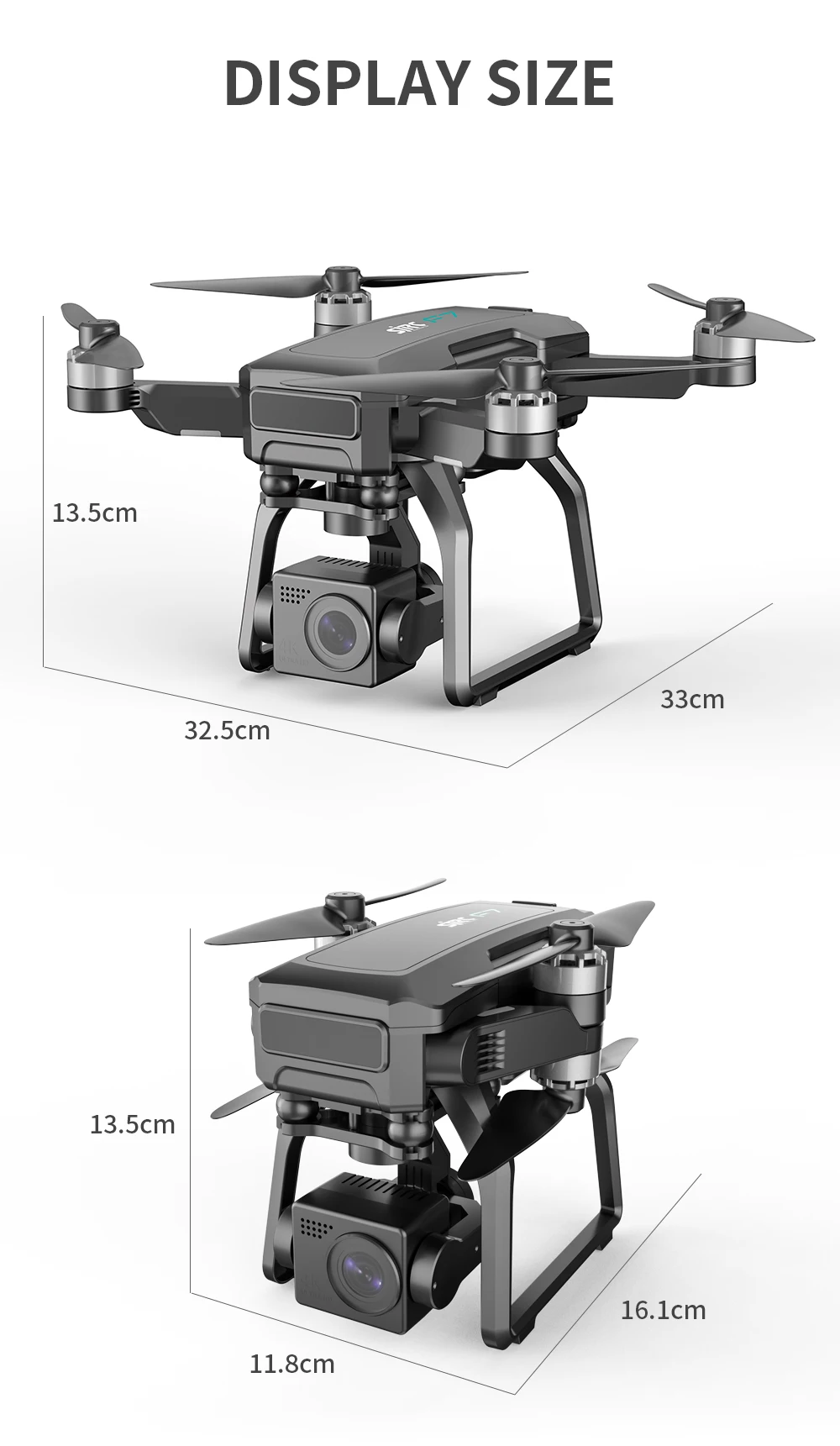 HOSHI SJRC F7 PRO Drone 4K Dual HD Camera 3 Axis Gimbal GPS Aerial 3KM Photography Brushless Quadcopter Best Seller