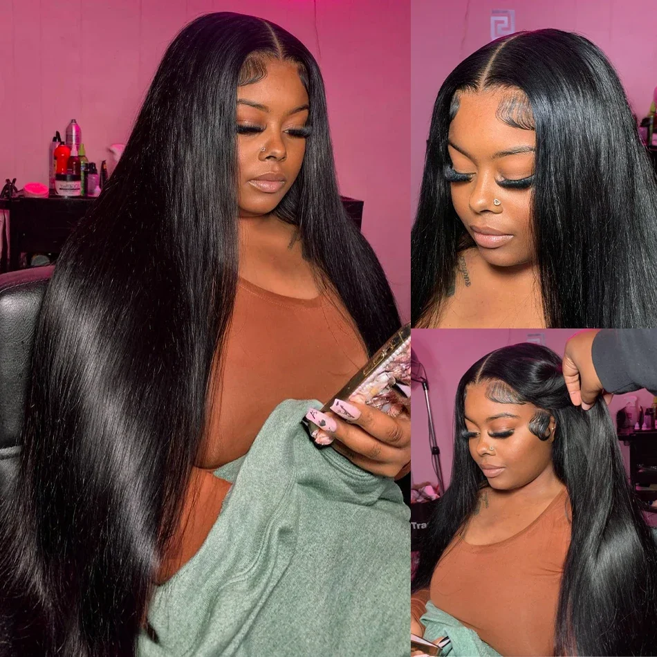 13x4 13x6 HD Lace Frontal Echthaar Perücke Knochen Gerade 40 Zoll Brasilianische Transparent 250% Lace Front Perücken Für Frauen_voghion.com