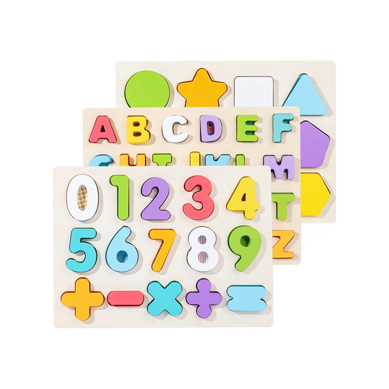 Educational Pre K Learning 3+ Set of 2 Wooden Alphabet & Number Tracing Puzzles 