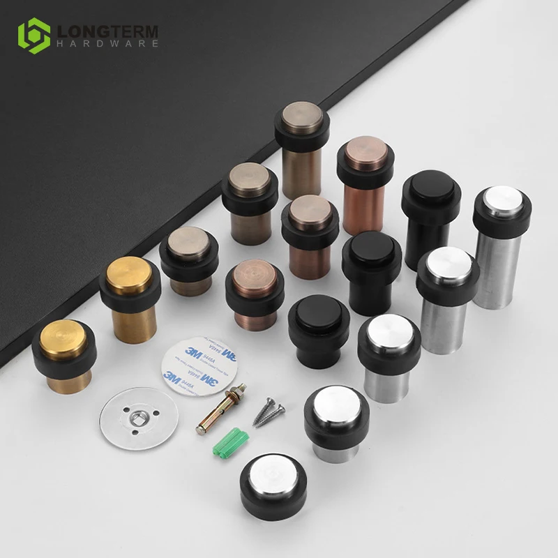 Heavy-Duty Stainless Steel Door Stopper with  Black Anti-Rust Door Holder  Big Rubber Door Closer for Home, Office & Hotel