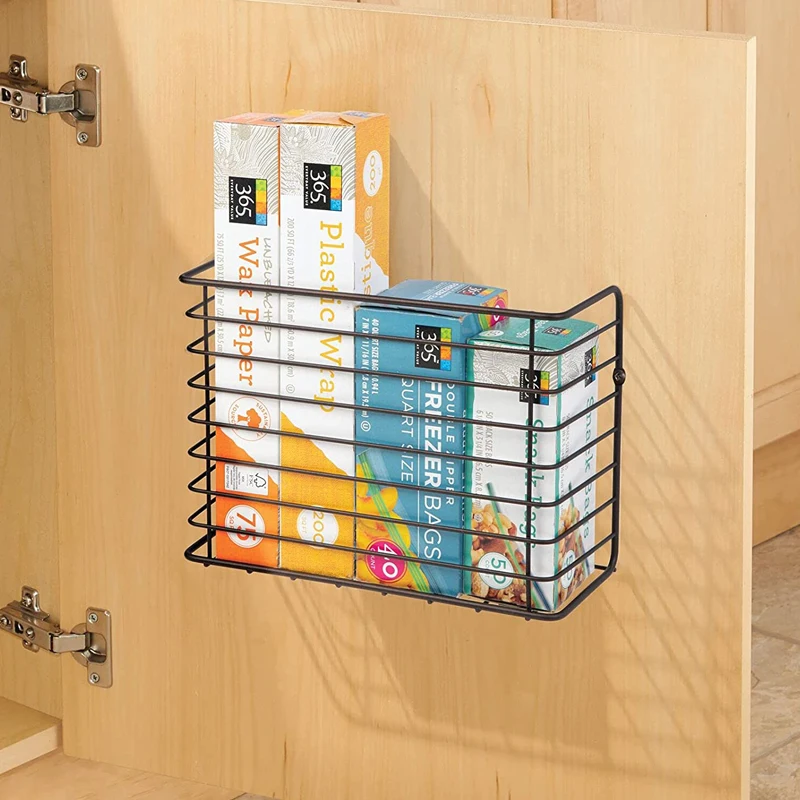 Metal Wire Door Mount Storage Basket Wall Hanging Kitchen