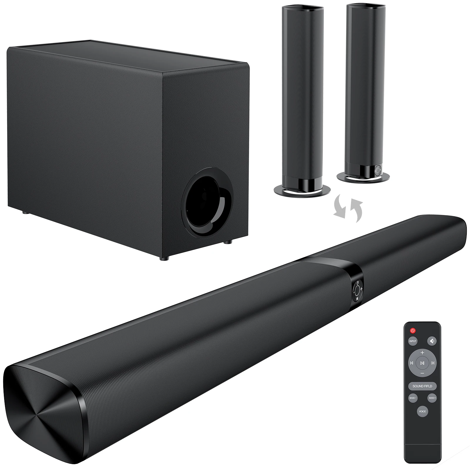 Super Bass 2.1 2-in-1 120W TV Soundbar Premium Speakers Home Audio Surround Sound
