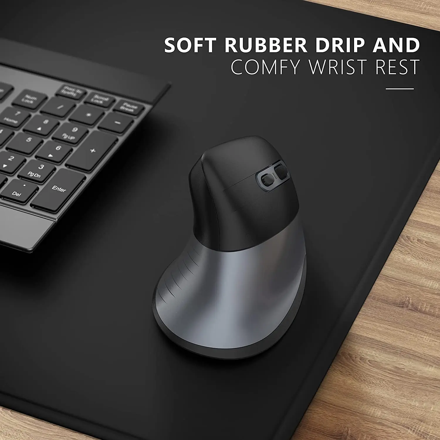 Souris ergonomique rechargeable sans fil 2,4 GHz avec interface USB, 3 niveaux de DPI réglables (1000/1600/2400), mini souris optique verticale.