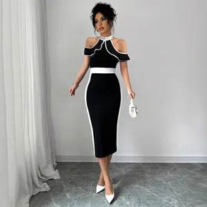 Women's Clothing Supplier New Summer Fashion Sleeveless Ruffled Sleeve Waist Cinching Elegant Ladies Dress