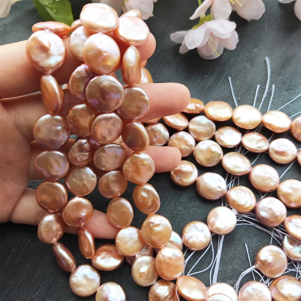 Factory Price 10mm High Luster Baroque Thick Button Pearl Natural  Freshwater Pearl Coin Shaped Loose Beads Gems Pearl Diy Crafts