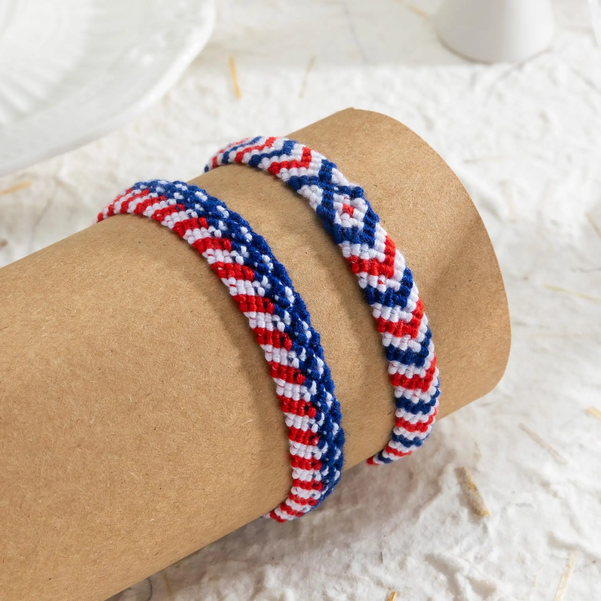Bracciali Elastico 4 Luglio A Tema Americano - Perline Heishi E Vetro, Rosso Bianco Blu, Impilabili, Gioielli Patriottici Per Donna E Ragazza