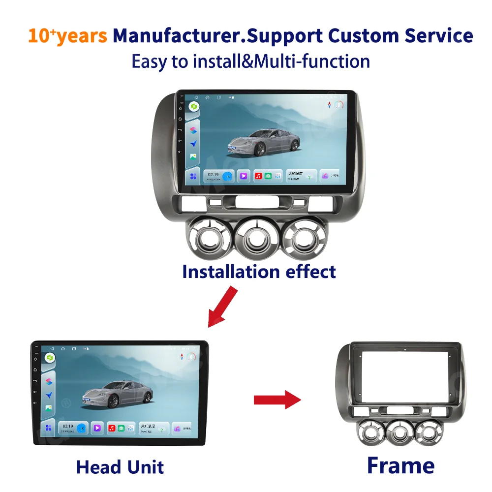 Meihua LHD Dashboard Car DVD Frame Dash Kits for Honda Fit Jazz 2004-2007 Interior Auto Accessories with Canbus Cable