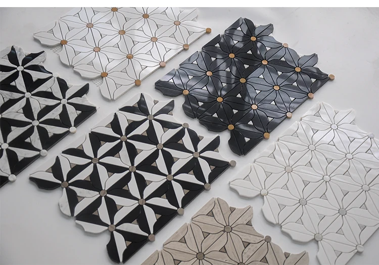 Marble Mosaic Tiles - Elegant Black and White Bathroom Flooring