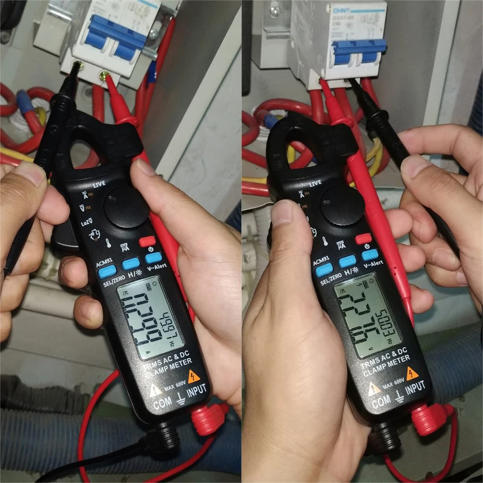 Bside ACM91 Auto Range AC DC uA Ohm Capacitance Temperature V-alert MEAS Digital Clamp Meter with True RMS FCC CE RoHS