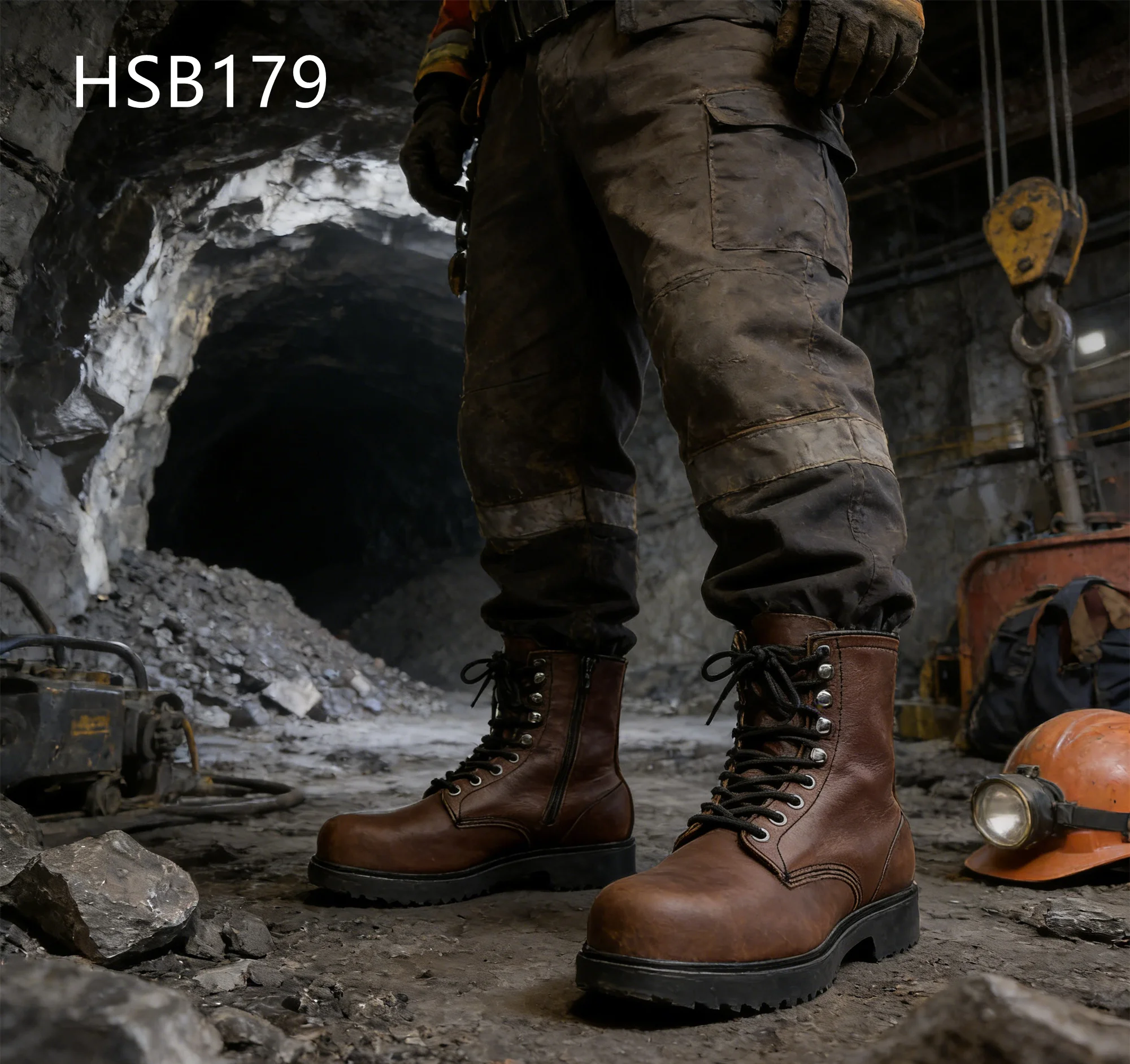 HY, Scarpe di sicurezza per la protezione del piede in pelle pieno fiore per settore industriale pesante – Stivali da lavoro antigrasso per magazzinieri e minatori in vendita HSB179