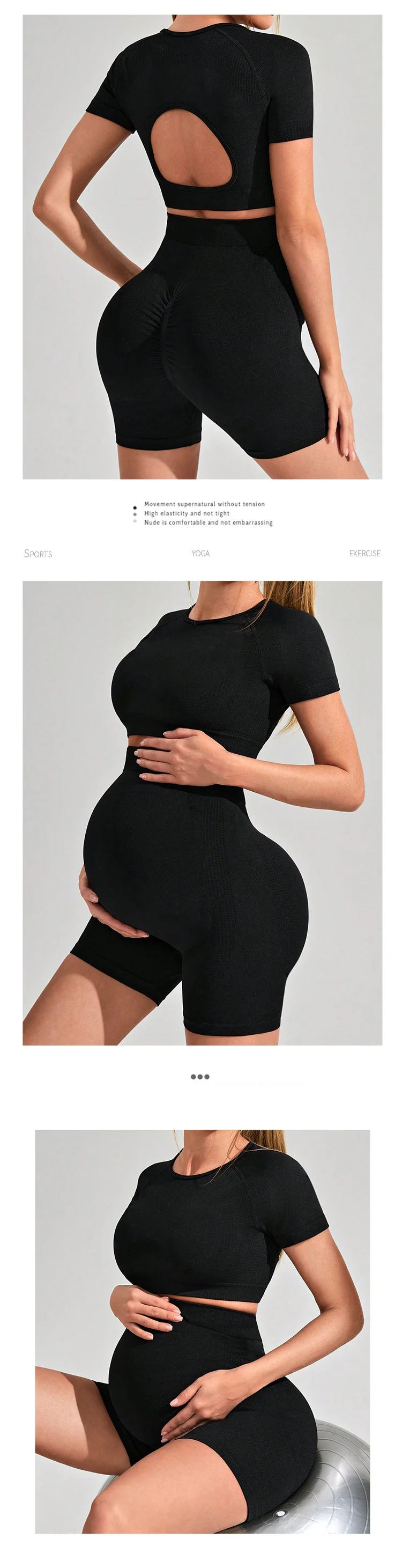 product hot selling pregnancy activewear  ladies maternity yoga gym wear fitness breathable sets 2 pcs custom plus size womens yoga sets-58