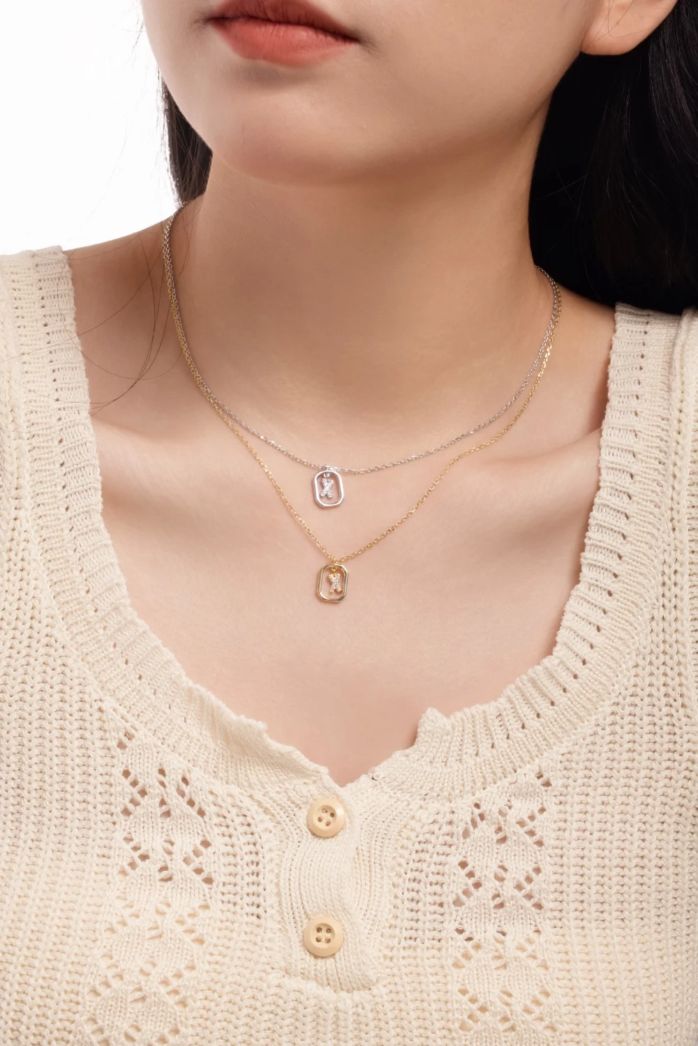 KAKODIY Rhodium 14K Gold Plated Women's Initial Necklace 5A Cubic Zirconia Letter Exquisite Necklace Letter Pendant Jewelry detail 1