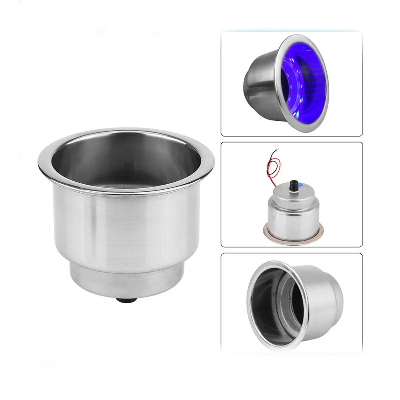 Stainless Steel RGB LED Boat Cup Drink Holder for Boat Car Yacht