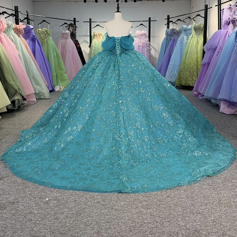 Shop Bling Turquoise Organza Quinceanera Dresses For Women