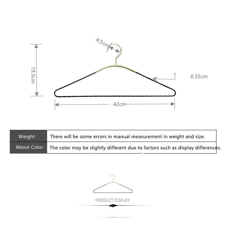 Non Slip Luxury Durable Heavy Duty Metal Hanger For Clothes Black Gold