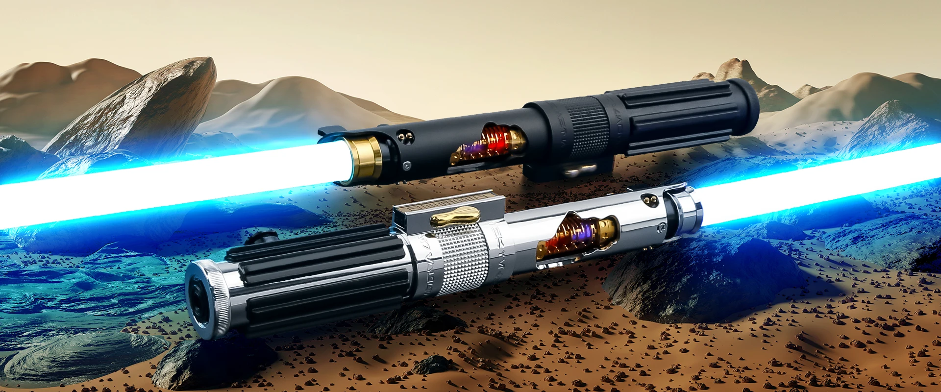 Txqsaber Knightfall Silver Black Lightsaber - Neopixel Dueling