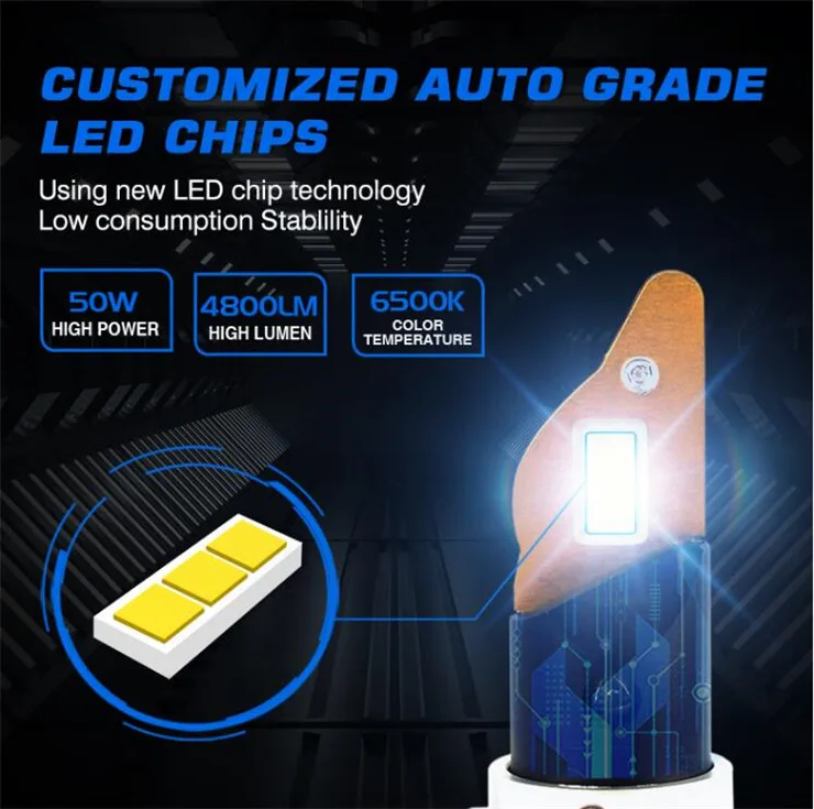 2021car led head lamp projector light  P16 H11H7 H4 100W 9600lm for car Auto Lighting System head light bulbs