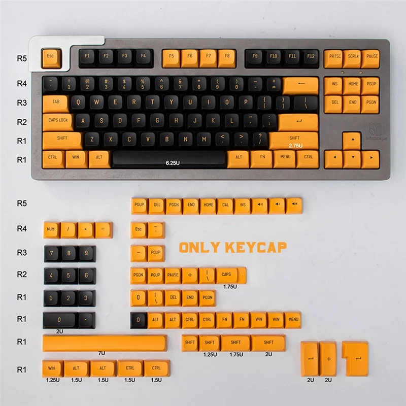 ブラック・イエローダブルショット 150キー MSAプロファイルキーキャップ