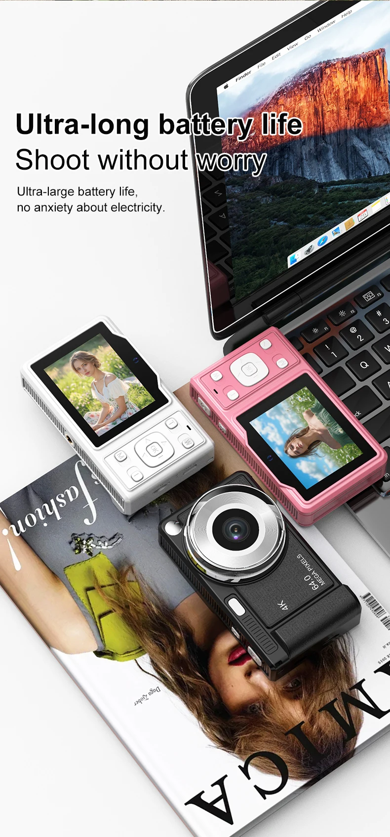 Mini Retro Vintage  Selfie Camera Digital Zoom Anti-Shake for Children's Travel CCD Sensor Element Economical