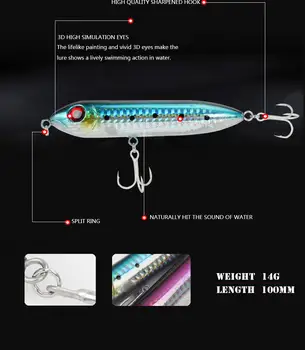 Cheery Cheery 100mm 14g Hard Plastic Swimbait Pike Bass Trout Lures Floating Artificial Bait Fishing Spook Silicone for River – Soft Lure – view 5