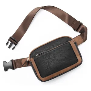 Custom Unisex New Fashion Outdoor Crossbody Mobile Phone Case Pu Leather Fanny Pack Logo Print Waist Belt Bag for Women Mens