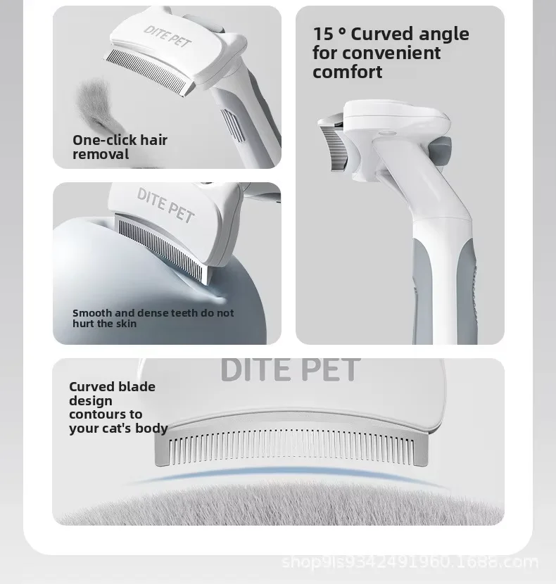 Pet Grooming Comb for Cats & Dogs One-Touch Press Hair Removal Removes Loose Fur for Border Collies & Ragdolls details