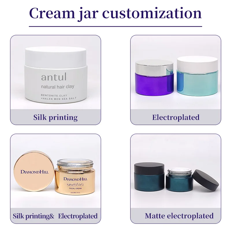 Envases Para Cremas Clear Empty Cream Packaging Wide Mouth 50g 100g Luxury Glass Cosmetic Jar With Lid