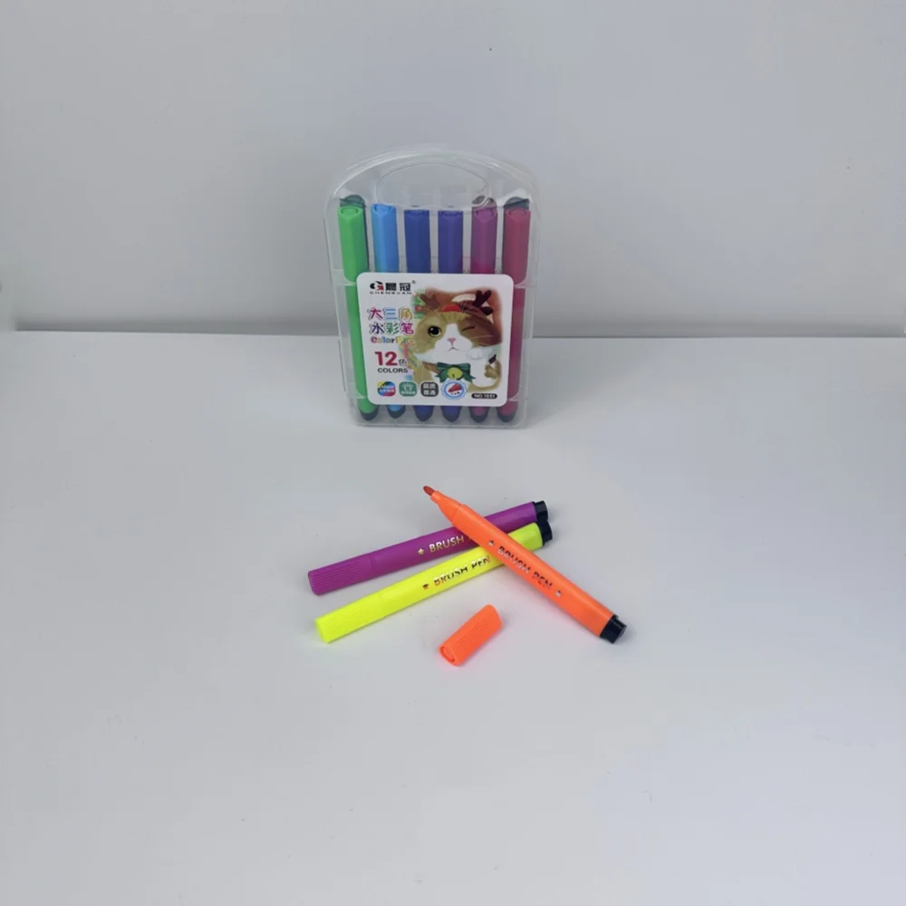 Высокое качество большой треугольный пазл акварельные карандаши 12 видов цветов набор емкости студенческий рисунок