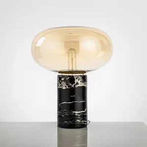 High Quality Creative Nordic Simple Luxury Hotel Decorative Bedside Study Marble Glass Led Table Lamp