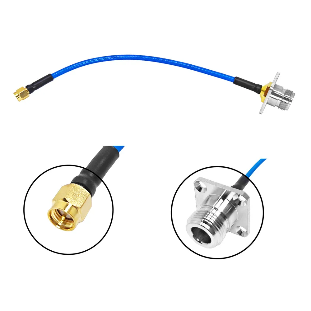 20CM Manufacturer  N Type Female Jack Flange 4 Holes to SMA Male Plug for RG402 RG141 SS405 Pigtail  Extension Cable Assembly