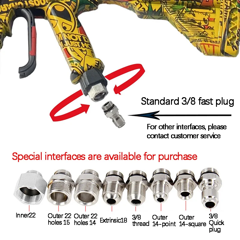 Customized 4000psi M4 Quick Coupling High Cleaning Machine Jet Water Guns Car Wash Painted Simulation Gun With Extension Wand