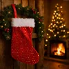 White dot christmas stocking