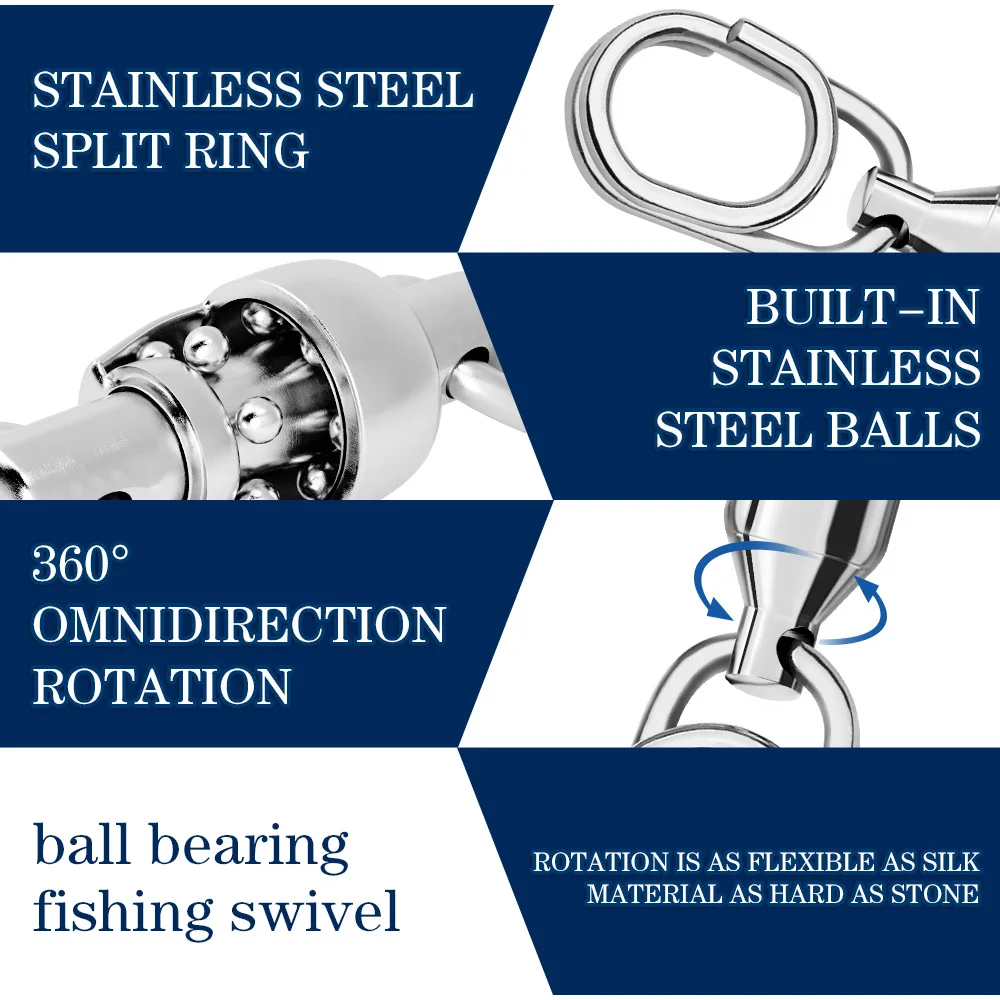 Barrel Fishing Swivel Snap Connectors | Ball Bearing Rolling Swivels 20/50/100pcs - Multiple Sizes