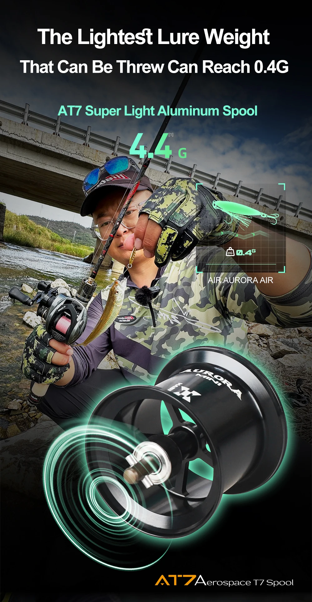 HISTAR Aurora AIR Light Lure Version AT7 Aluminum Spool 115G Ultra Light 3D  Dynamic Magnetic Braking System Stream River Lake
