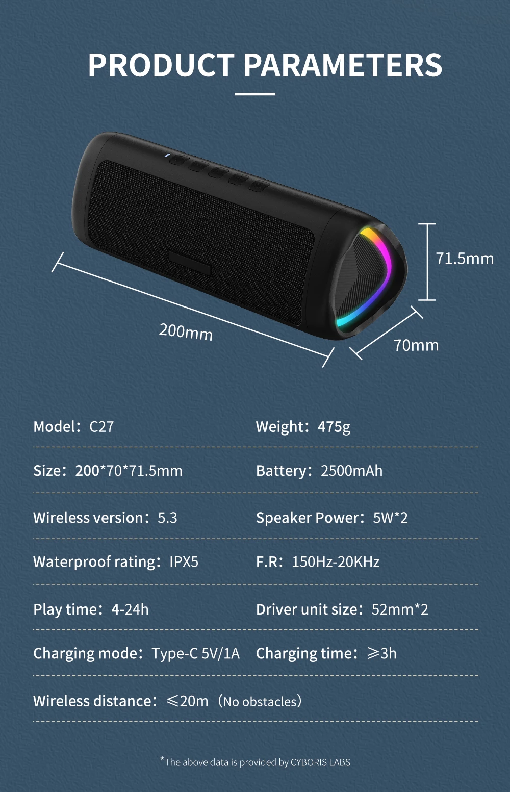 Portable Bluetooth Speaker With Deep Bass And Led Lighting_voghion.com
