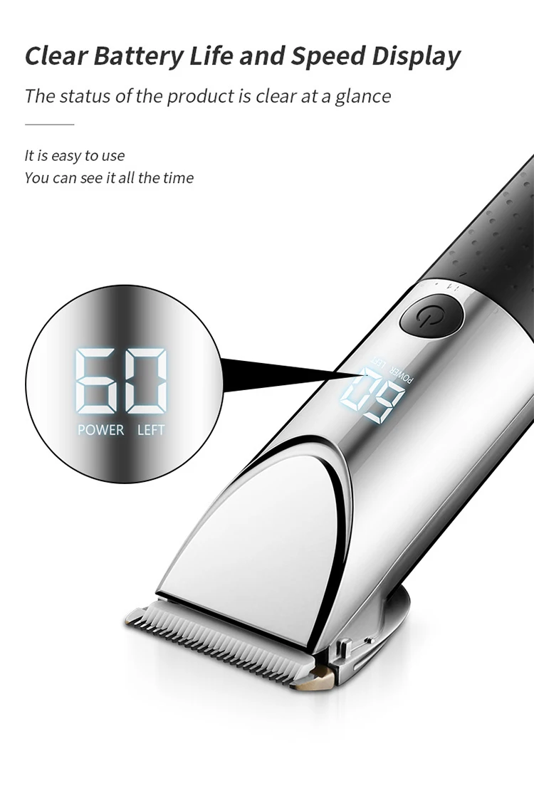 Professional Hair Clippers Lcd Cordless Hair Trimmer For Men Hair Cutter Machine