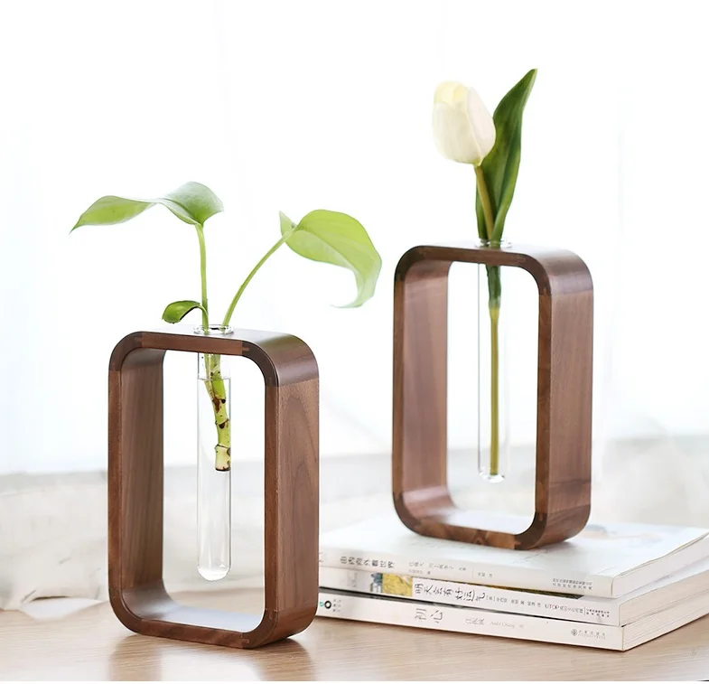 Simple Modern Glass Vase Hydroponic  Ware Light Luxury Wood Products Home Furnishings