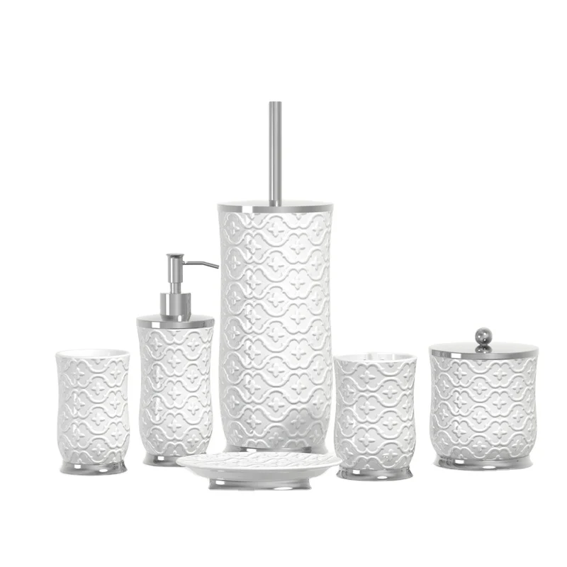 Wave Pattern Resin Bathroom Accessory Polyresin Bathroom Set Sanitary